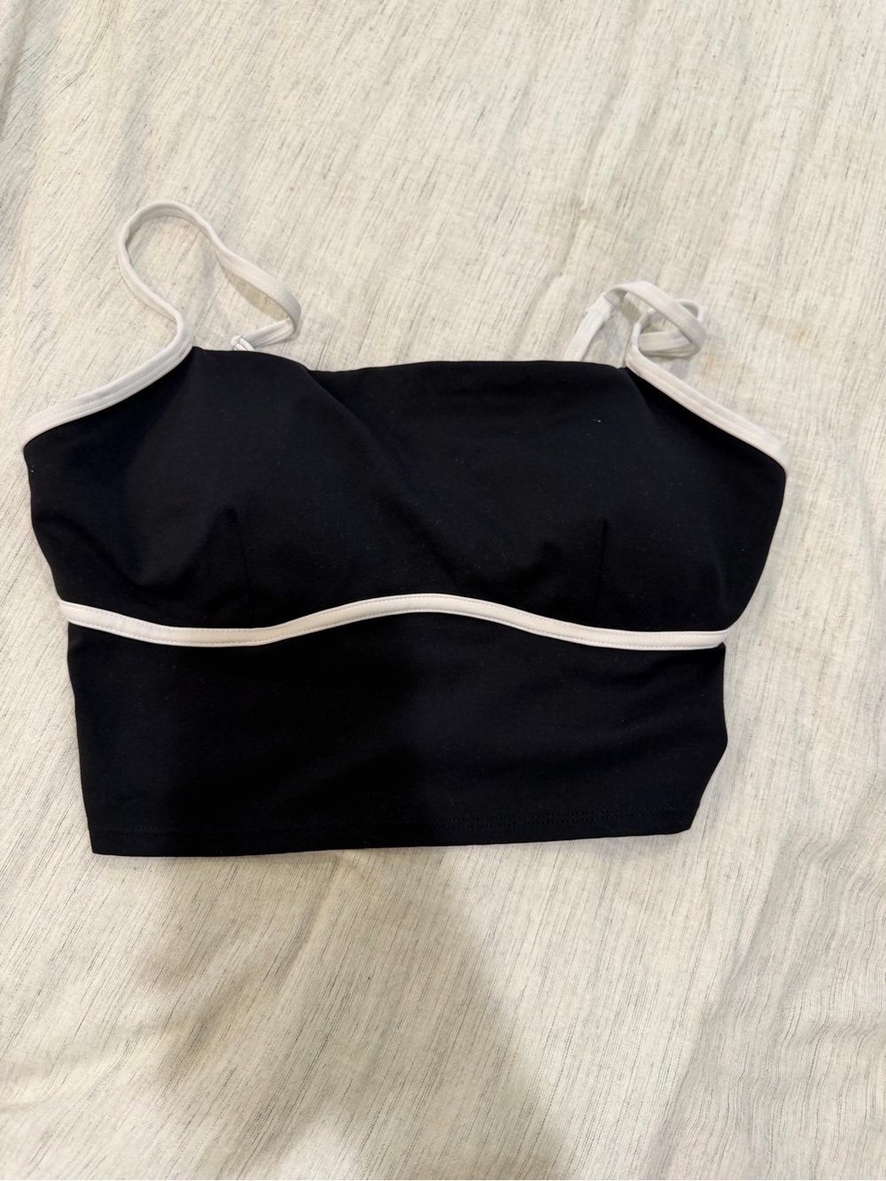JoyLab Black Crop Tank with White Piping